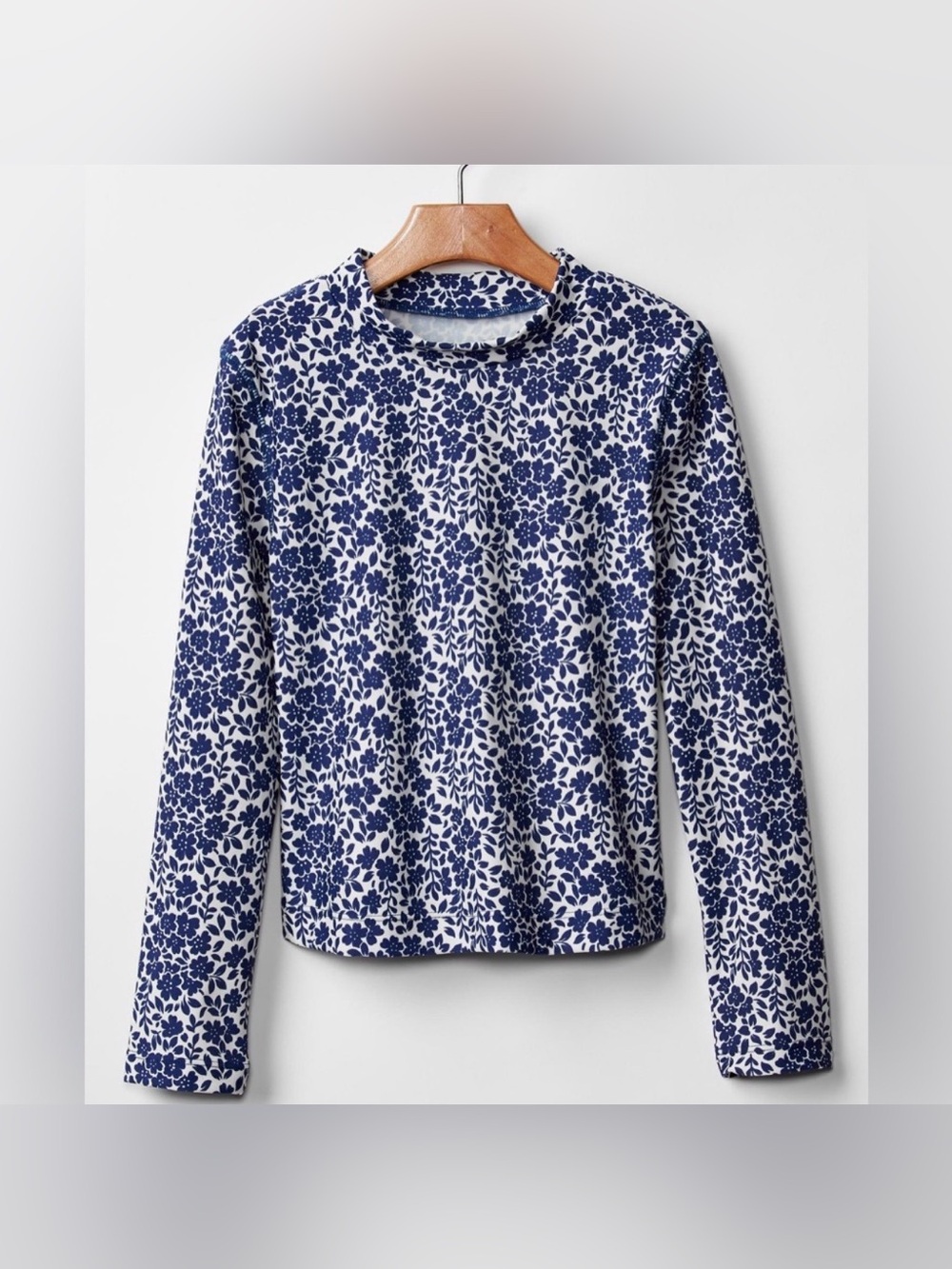 GAP Girls Navy and White Floral Long Sleeve Rash Guard Swim Top 14-16